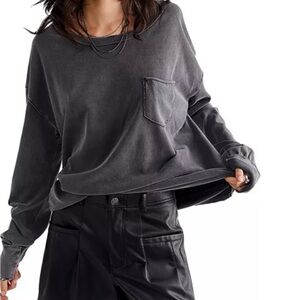 Free People Cotton Fade Into You Long Sleeve Top